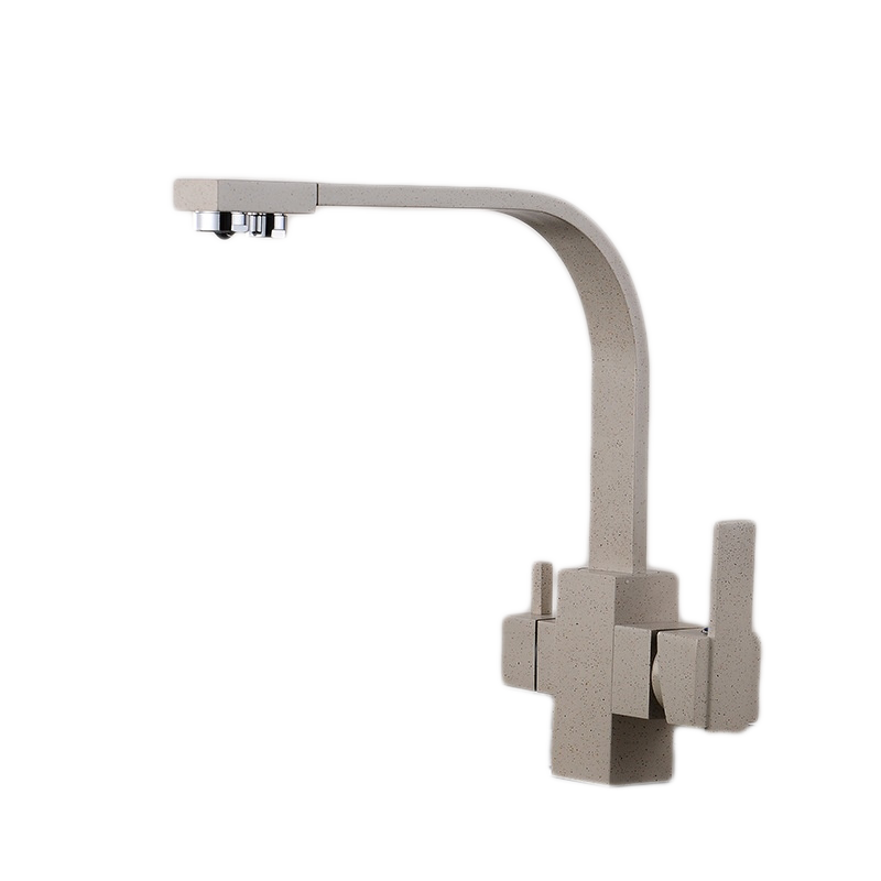 Square 3 Way Faucet Brass Beige